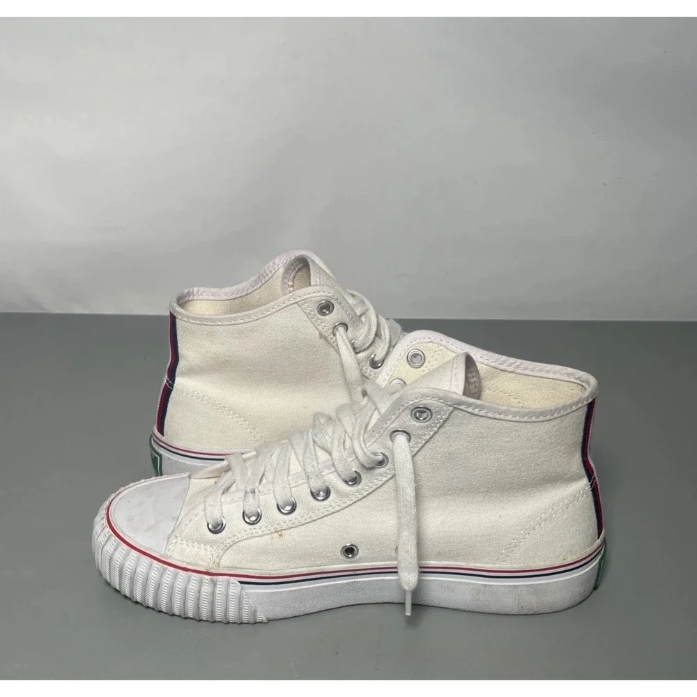 P.F. Flyers Center High Top White Canvas Shoes Sneakers Men's 6.5 Women's 8